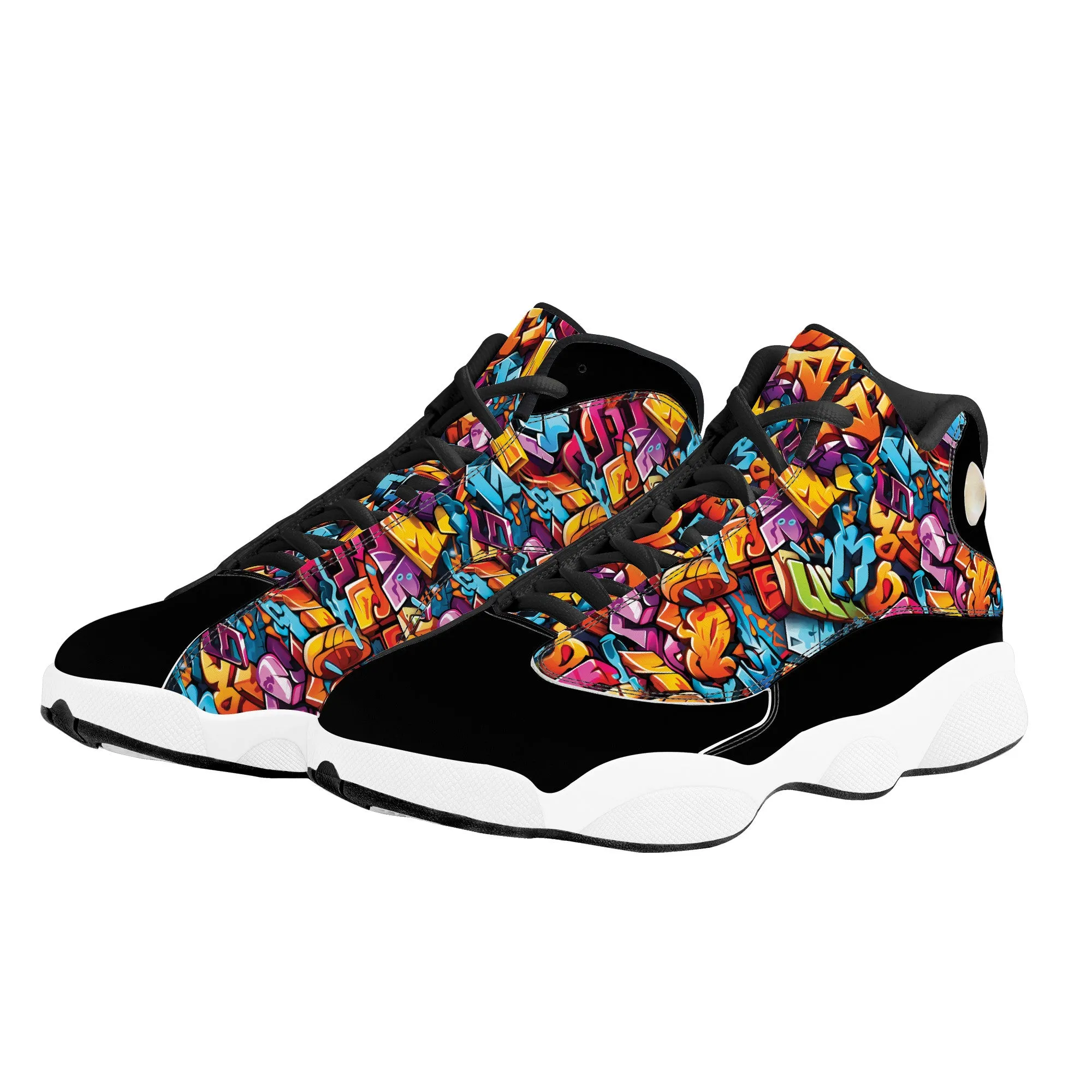 3D Street Art Word Graffiti Design High-Performance Basketball Shoes