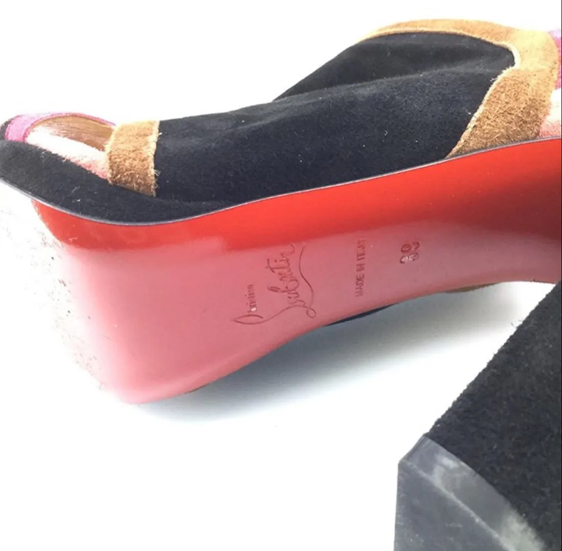 CHRISTIAN LOUBOUTIN SUEDE COLORBLOCK MOD SLINGBACK SHOES