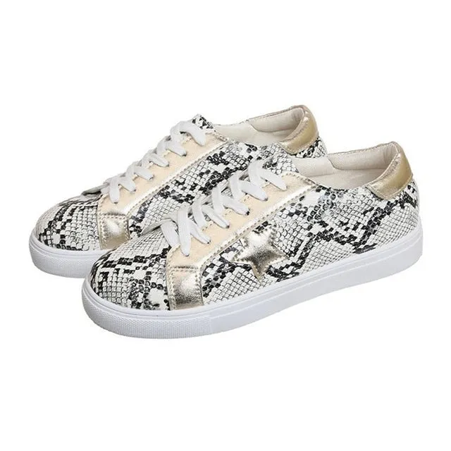 Geometric Snake Print Sneakers Womens Shoes