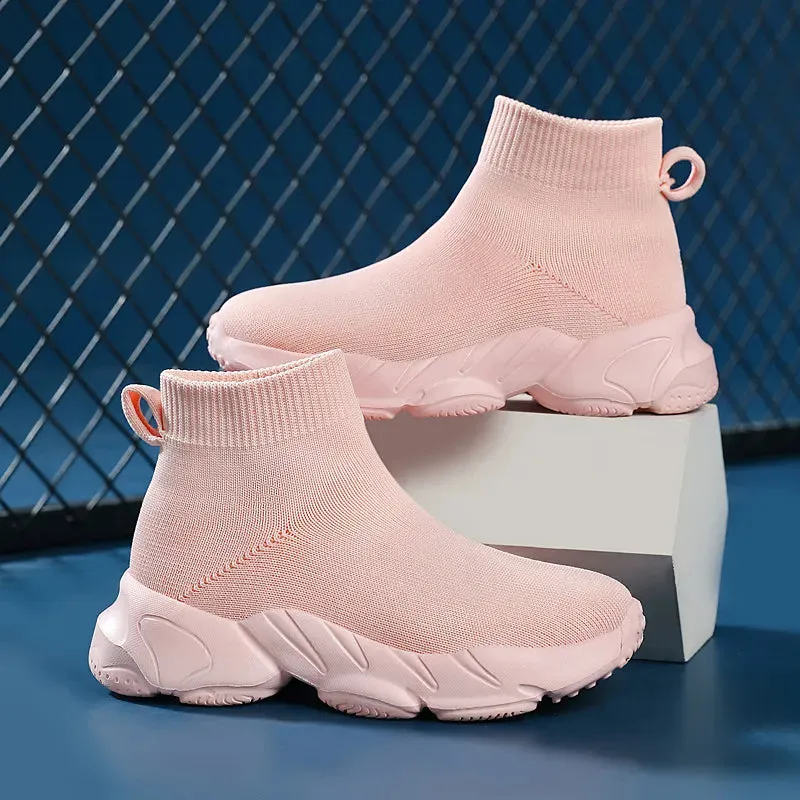 Girls Sneakers Fashion Knit Luxury Designer High Top Shoes
