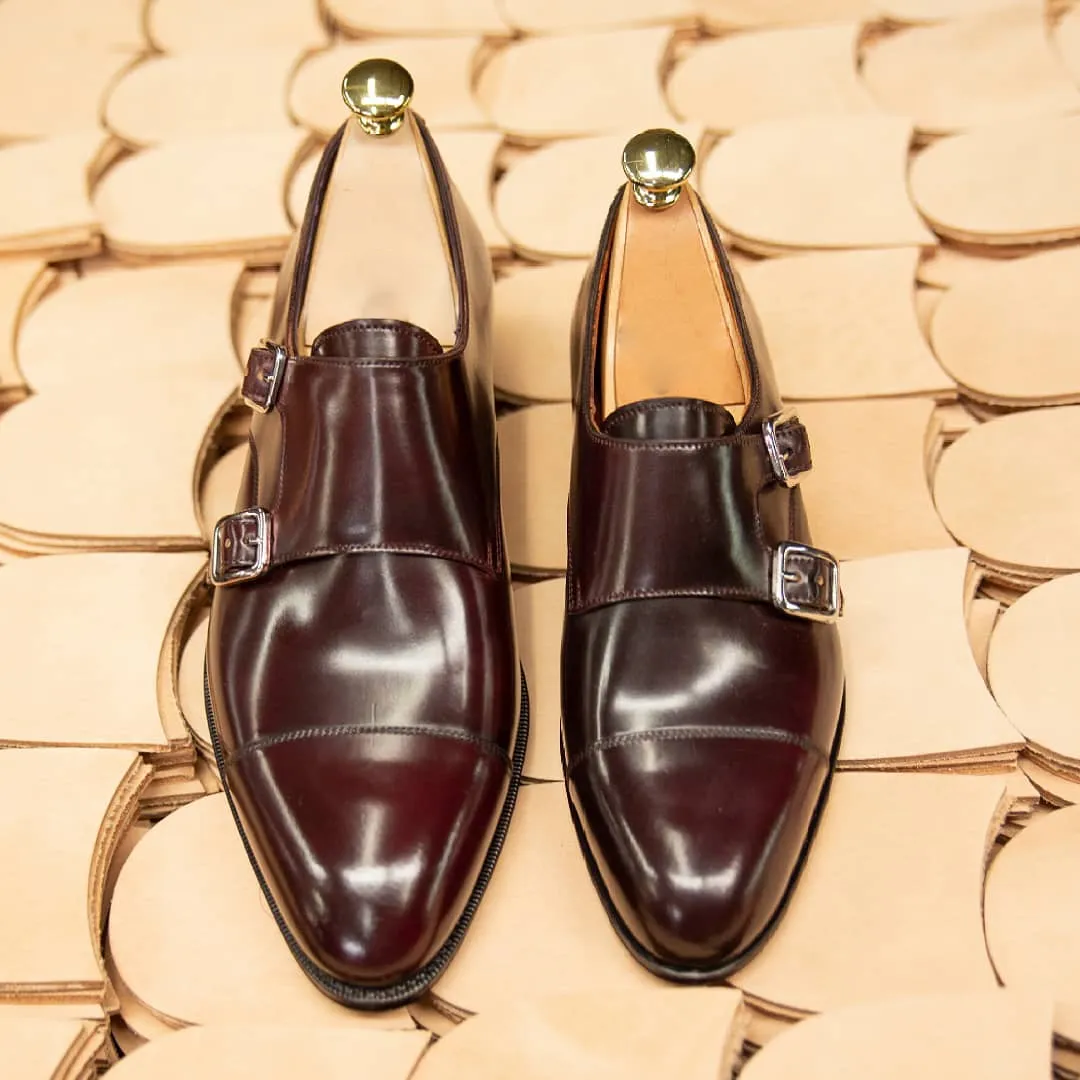 Height Increasing Brown Leather Braga Monk Straps