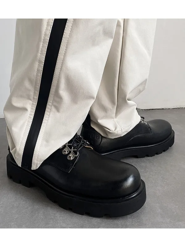 ROUND-TOED THICK-SOLED LEATHER SHOES LET2780