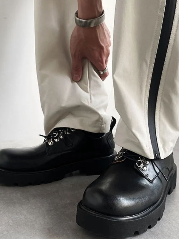 ROUND-TOED THICK-SOLED LEATHER SHOES LET2780