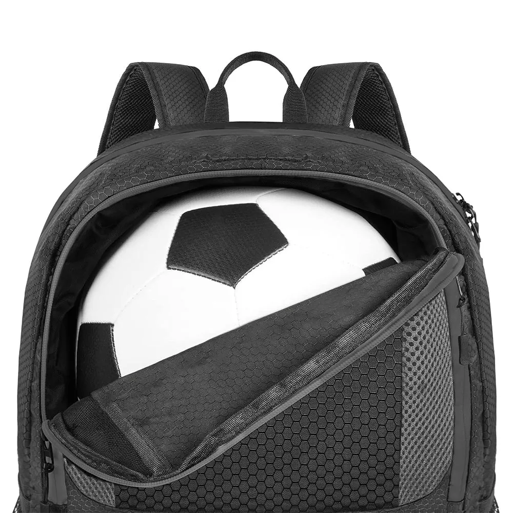 Soccer Backpack Water Resistant Soccer Bag with Ball Holder and Shoe Compartment Black